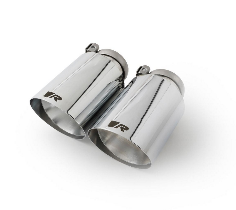 Endrohr-Set 2 Endrohre Ø 102 mm schräg, straight gut, verchromt, mit einstellbarem Kugelanschluss