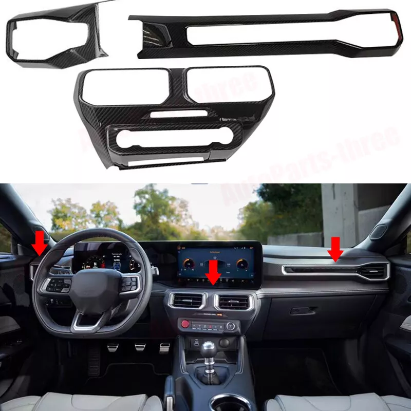 Carbon Fiber Center Console Outlet Cover Trim 3PCS