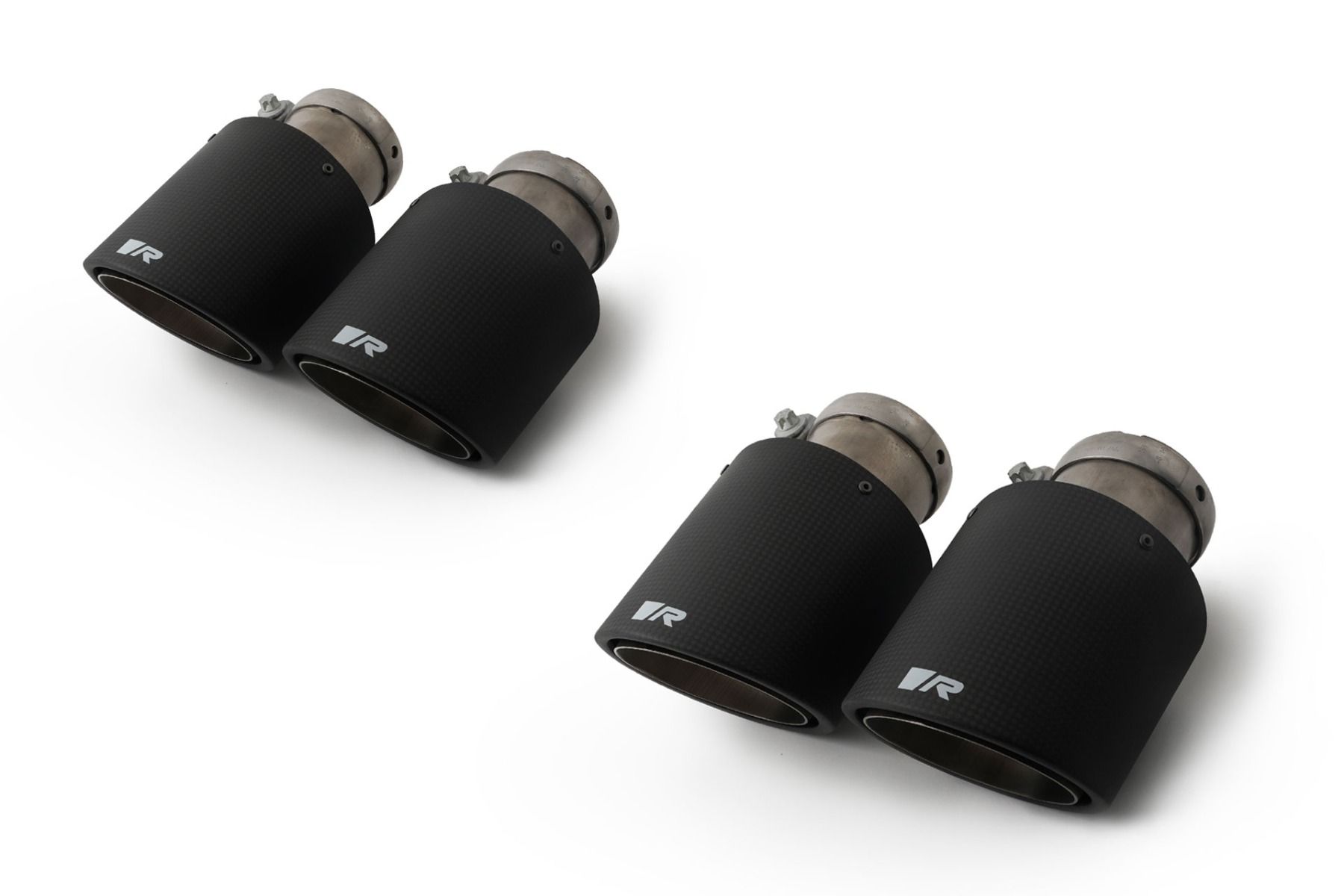 Endrohr-Set li/re je 2 Carbon-Endrohre Ø 102 mm schräg, Innenaufbau Titan, mit einstellbarem Kugelan